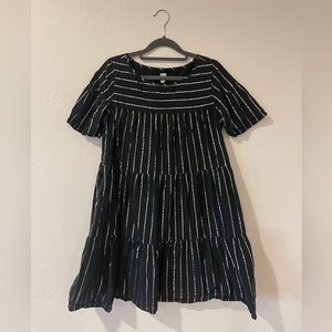 Black and silver striped cotton dress, size S